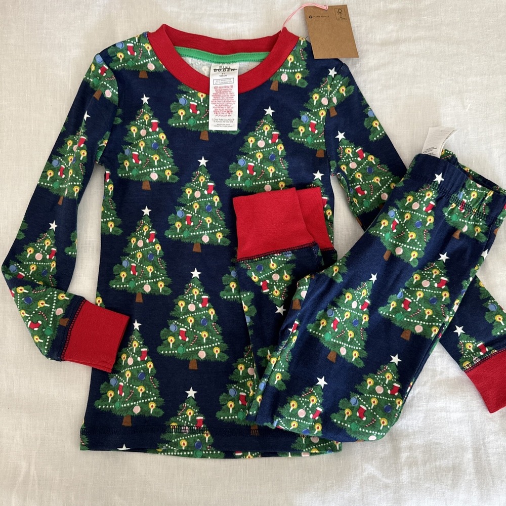 Mini Boden Glow In The Dark Christmas Tree Holiday Pajamas Unisex Size 4 Years